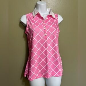 EP Pro Tour Tech Sleeveless Golf Shirt, Pink and White,‎ Size S